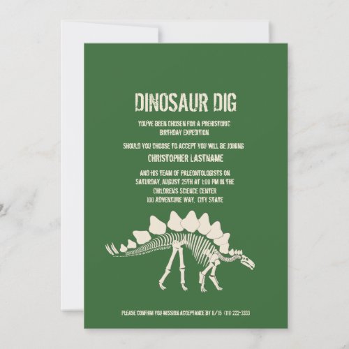 Dinosaur Dig Birthday Invitation