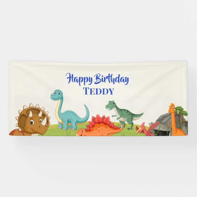 Dinosaur Dig Birthday Party Banner  (Horizontal)