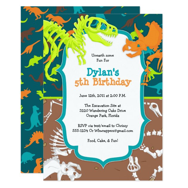 Dinosaur Dig Birthday Party Invitation