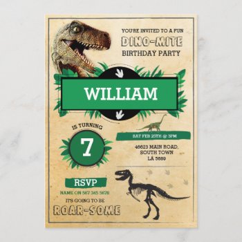 Dinosaur Dig Birthday Party T-rex Dino Invite by WOWWOWMEOW at Zazzle