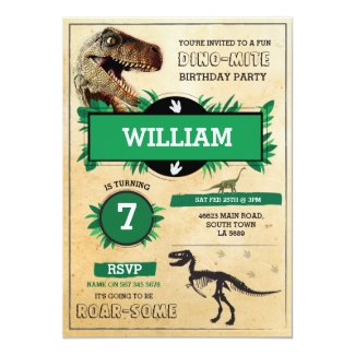 Dinosaur Dig Birthday Party T-Rex Dino Invite