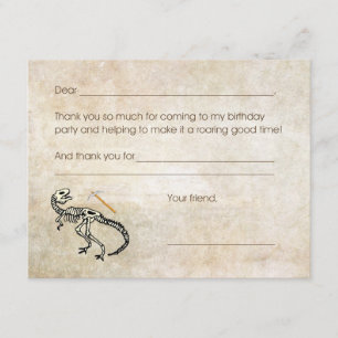 Dinosaur Dig Fossil Birthday Party Thank you note