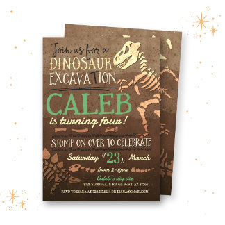 Dinosaur Dig Paleontologist Birthday Invitation
