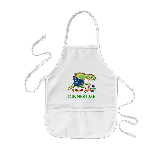 Dinosaur dinnertime kids' apron (Front)