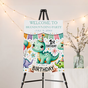 Dinosaur Dino 1st Birthday Boy Party Welcome Sign
