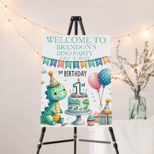 Dinosaur Dino 1st Birthday Boy Party Welcome Sign