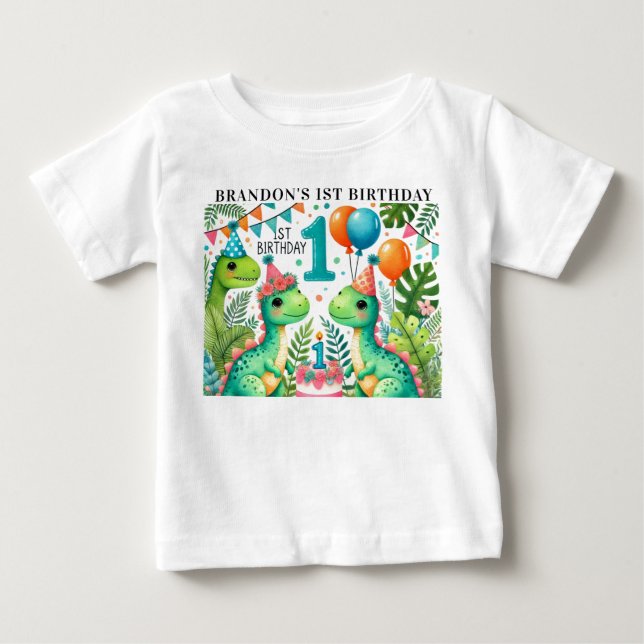 Dinosaur Dino 1st Birthday Party  Baby T-Shirt (Front)