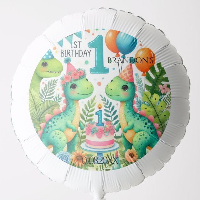Dinosaur Dino 1st Birthday Party  Balloon (Front)