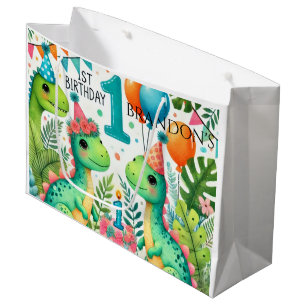 Dinosaur Dino 1st Birthday Party  Large Gift Bag
