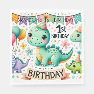 Dinosaur Dino 1st Birthday Party Napkins