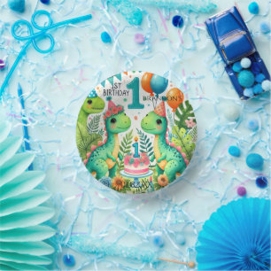 Dinosaur Dino 1st Birthday Party Paper Bowls