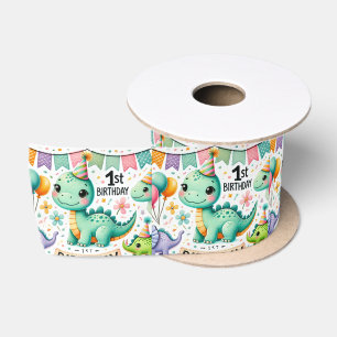 Dinosaur Dino 1st Birthday Party  Satin Ribbon