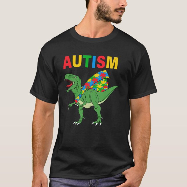 Dinosaur Dino Autism Child Awareness Choose Kindne T-Shirt (Front)