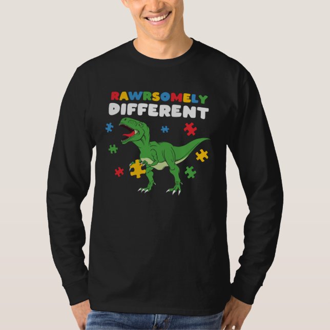 Dinosaur Dino Autism Child Awareness Choose Kindne T-Shirt (Front)