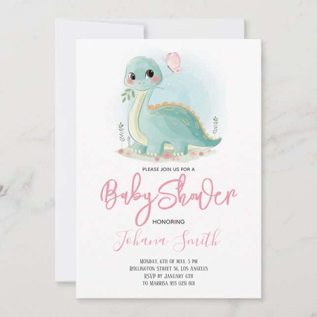 Dinosaur Dino Baby Shower Invitation (Front)