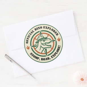 Dinosaur Dino Explorer Stomp Roar Birthday Classic Round Sticker