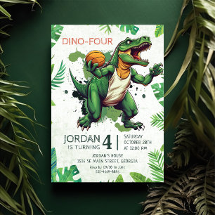Dinosaur Dino-Four 4th Birthday Party Invitation
