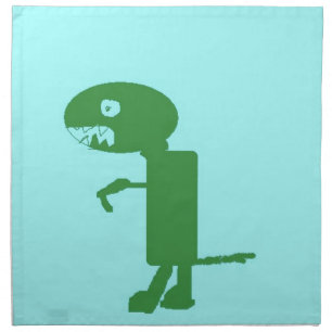 Dinosaur Dino, Green Blue Digital Kids Art Napkin