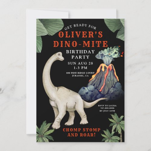 Dinosaur Dino Mite Birthday Party Invitation
