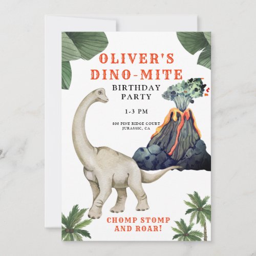 Dinosaur Dino_mite Birthday Party Invitation