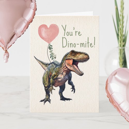 Dinosaur Dino_mite Classroom Valentine  Card