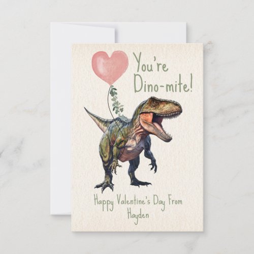 Dinosaur Dino_mite Classroom Valentine Photo Card