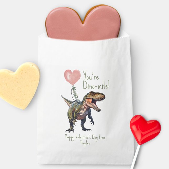Dinosaur Dino-mite Classroom Valentine Photo Favor Bag (Creator Uploaded)