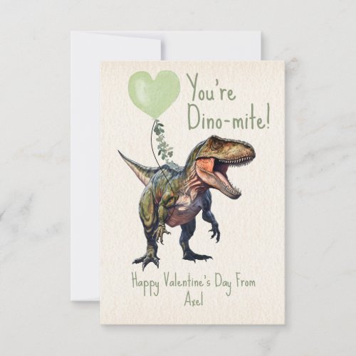 Dinosaur Dino_mite Green Classroom Valentine Photo Card