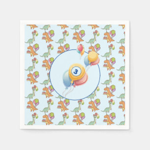 Dinosaur dino party kids birthday blue funny napkins
