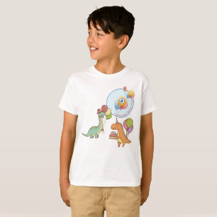 Dinosaur dino party kids birthday blue funny T-Shirt