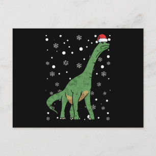 Dinosaur dino Santa Claus cap Christmas Postcard