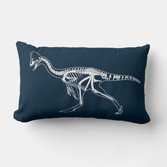 Dinosaur, Dino, Saurus Skeleton Illustration Lumbar Pillow (Front)