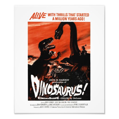 Dinosaur Dino Saurus Vintage Retro Cinema Photo Print