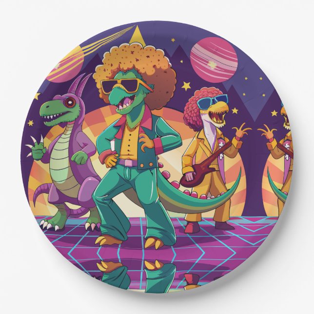 Dinosaur Disco Dig Foam Boards Paper Plates (Front)
