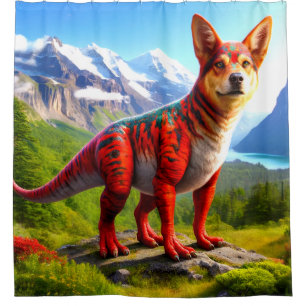 Dinosaur Dog Shower Curtain
