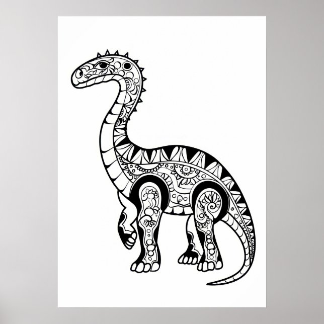 Dinosaur doodle sketch art. poster (Front)