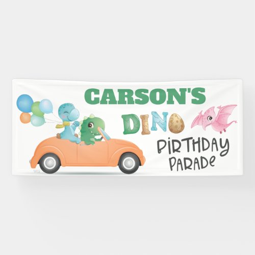Dinosaur Drive By Birthday Parade Party Banner