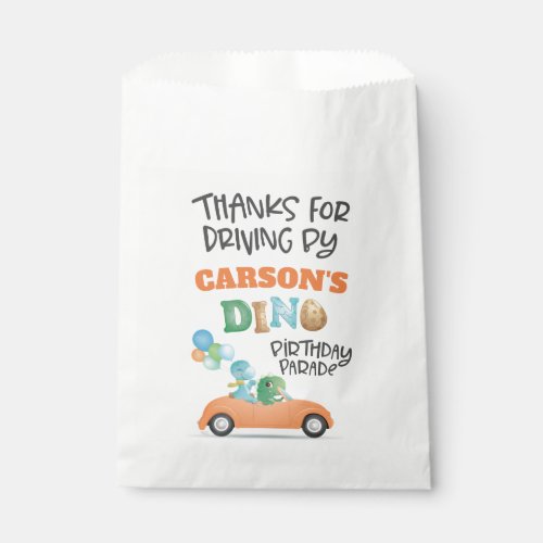 Dinosaur Drive By Birthday Parade Party Favor Bag