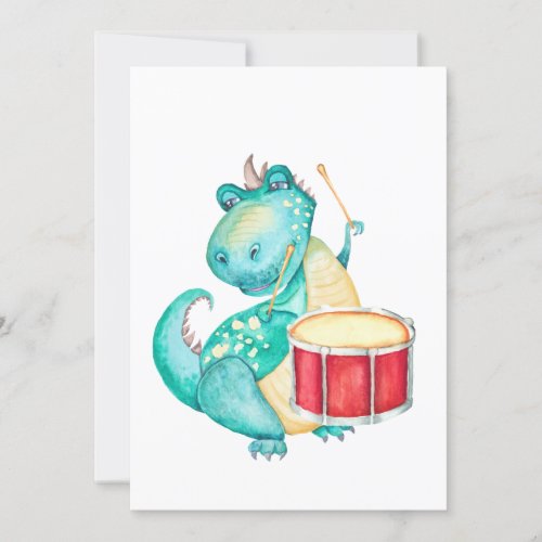Dinosaur Drum Playing Invitation