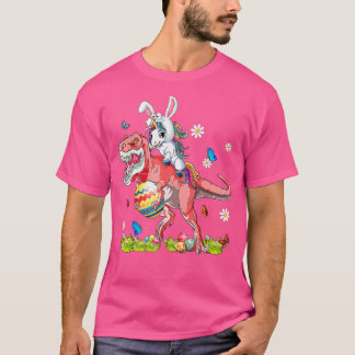 Dinosaur Easter Day Unicorn Riding T-rex Bunny Cos T-Shirt