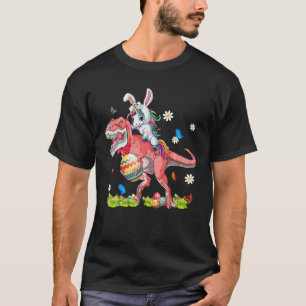 Dinosaur Easter Day Unicorn Riding TRex Bunny T-Shirt