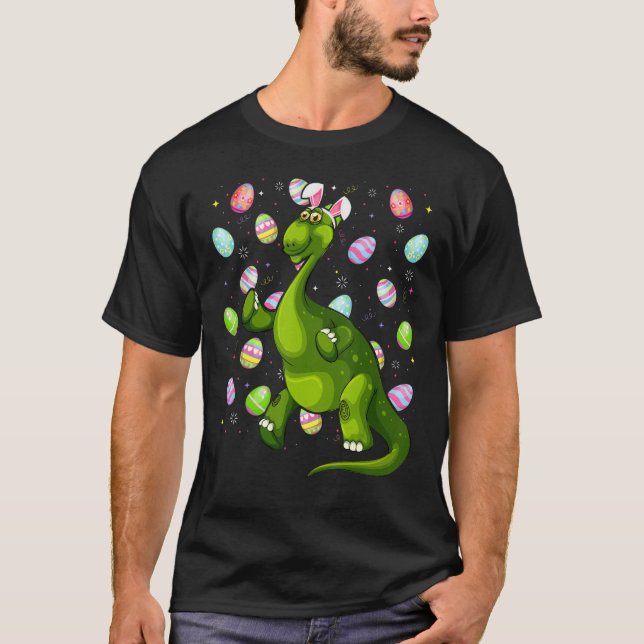 Dinosaur Easter Egg Funny Brontosaurus Easter Suit T-Shirt (Front)