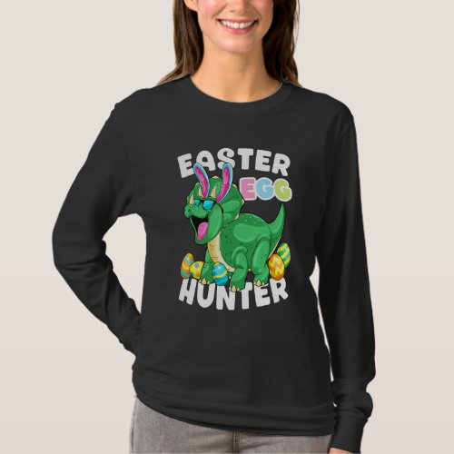 Dinosaur Easter Egg Hunter Triceratops Bunny Egg H T_Shirt