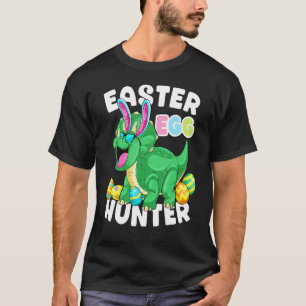 Dinosaur Easter Egg Hunter Triceratops Bunny Egg H T-Shirt