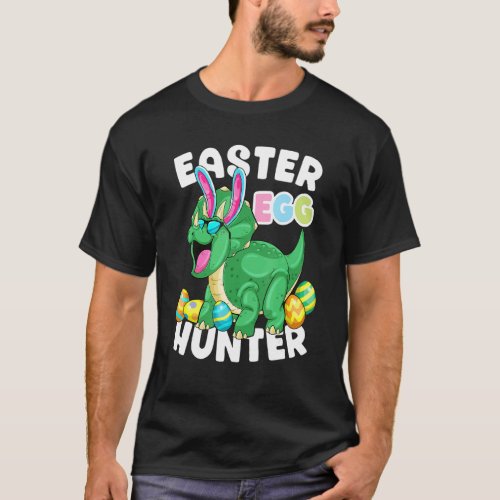 Dinosaur Easter Egg Hunter Triceratops Bunny Egg H T_Shirt