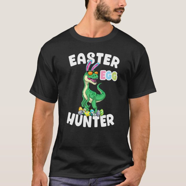 Dinosaur Easter Egg Hunter Velociraptor Bunny Egg  T-Shirt (Front)