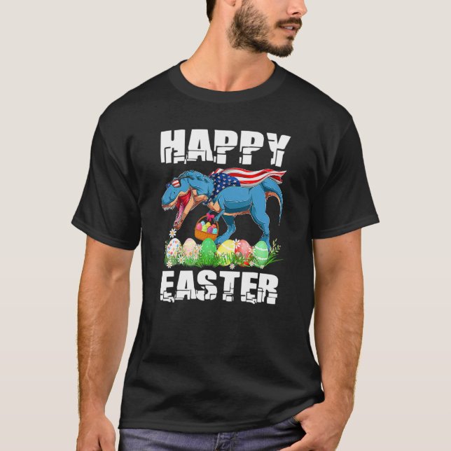 Dinosaur Easter Pajamas Rex Easter Eggs Toddlers B T-Shirt (Front)