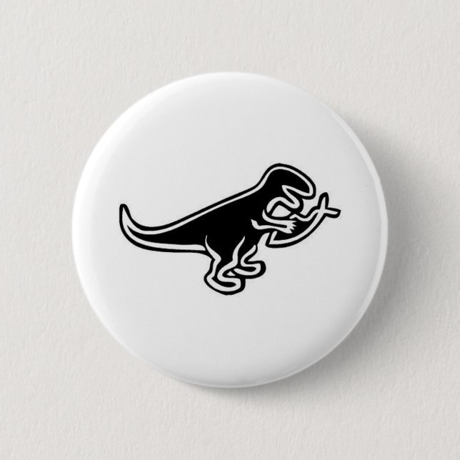 Dinosaur Eating Jesus Fish Button (Front)