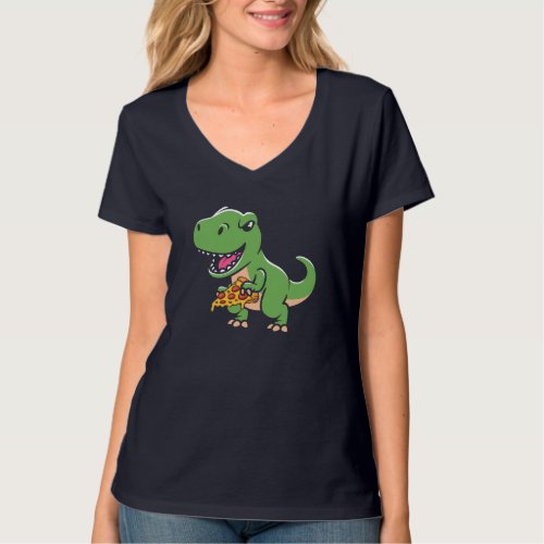 Dinosaur Eating Pizza Funny Pizza Lover Dino Dinos T_Shirt