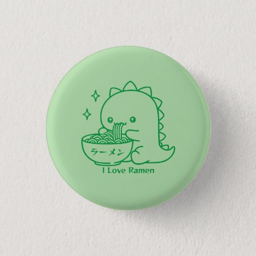 Dinosaur Eating Ramen Noodles Personalized Kawaii  Button